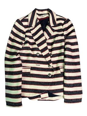 Search for Sanity Striped Double-Breasted Tweed Blazer Jacket - Navy, White, Red